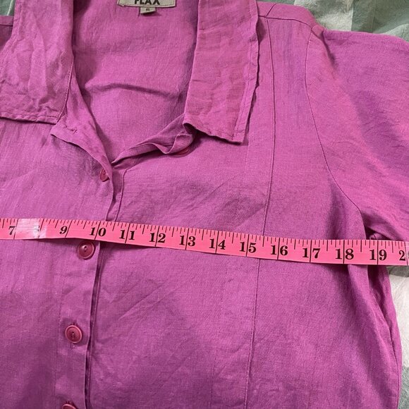 Flax Shirt Womens S Purple 100% Linen Button Up Tunic Long Line Boho Lagenlook - Picture 8 of 8